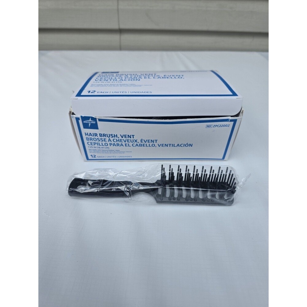 12 Medline Vent Hair Brushes Black New in Box ZPC2200Z Salon Detangling